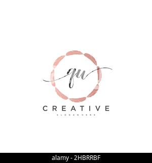 QW Initial handwriting minimalist geometric logo template vector art, Logo for business beauty, fashion, and other art Stock Vector