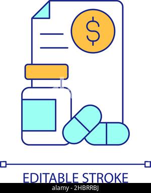 Prescription payment compensation RGB color icon Stock Vector