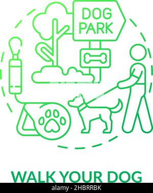 Walk your dog green gradient concept icon Stock Vector