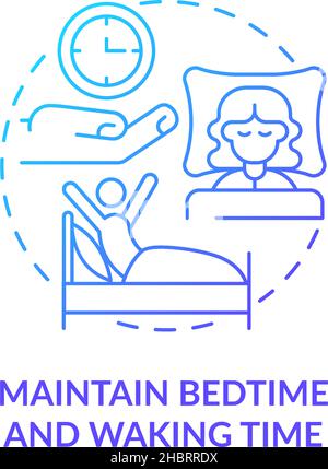 Maintain bedtime and waking time blue gradient concept icon Stock Vector