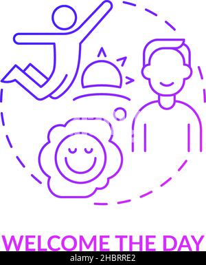 Welcome day purple gradient concept icon Stock Vector