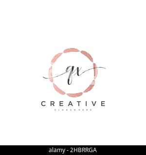 QX Initial handwriting minimalist geometric logo template vector art, Logo for business beauty, fashion, and other art Stock Vector