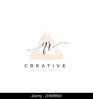 QR Initial handwriting minimalist geometric logo template vector art, Logo for business beauty, fashion, and other art Stock Vector