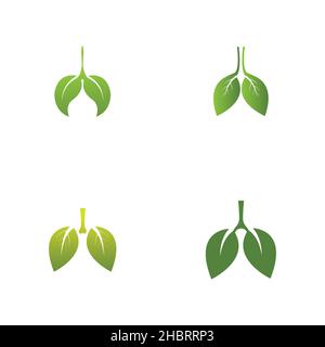 set of Green Lung care logo designs vector Stock Vector