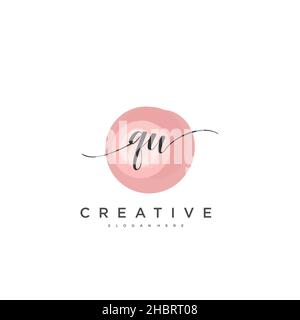 QW Initial handwriting minimalist geometric logo template vector art, Logo for business beauty, fashion, and other art Stock Vector