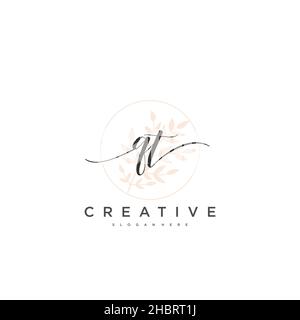 QT Initial handwriting minimalist geometric logo template vector art, Logo for business beauty, fashion, and other art Stock Vector