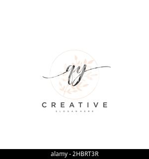 QY Initial handwriting minimalist geometric logo template vector art, Logo for business beauty, fashion, and other art Stock Vector