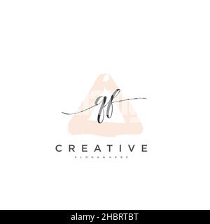 QF Initial handwriting minimalist geometric logo template vector art, Logo for business beauty, fashion, and other art Stock Vector