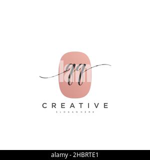 QQ Initial handwriting minimalist geometric logo template vector art, Logo for business beauty, fashion, and other art Stock Vector