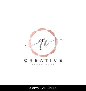 QR Initial handwriting minimalist geometric logo template vector art, Logo for business beauty, fashion, and other art Stock Vector