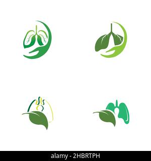 set of Green Lung care logo designs vector Stock Vector