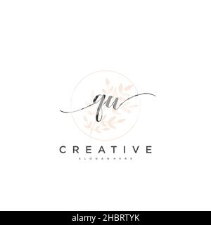 QW Initial handwriting minimalist geometric logo template vector art, Logo for business beauty, fashion, and other art Stock Vector
