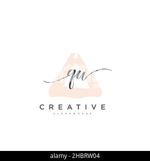 QW Initial handwriting minimalist geometric logo template vector art, Logo for business beauty, fashion, and other art Stock Vector
