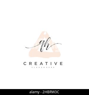 QH Initial handwriting minimalist geometric logo template vector art, Logo for business beauty, fashion, and other art Stock Vector