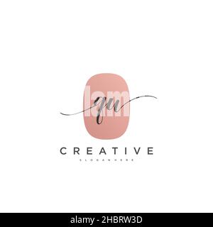 QW Initial handwriting minimalist geometric logo template vector art, Logo for business beauty, fashion, and other art Stock Vector