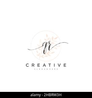 QR Initial handwriting minimalist geometric logo template vector art, Logo for business beauty, fashion, and other art Stock Vector