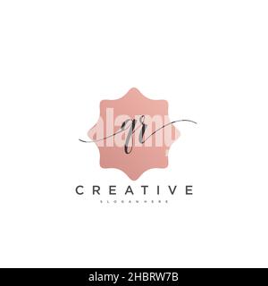 QR Initial handwriting minimalist geometric logo template vector art, Logo for business beauty, fashion, and other art Stock Vector