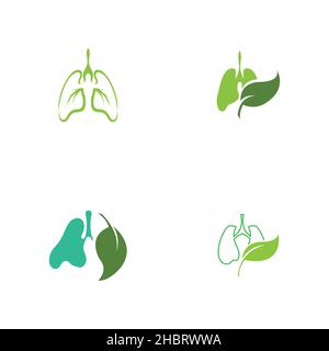 set of Green Lung care logo designs vector Stock Vector