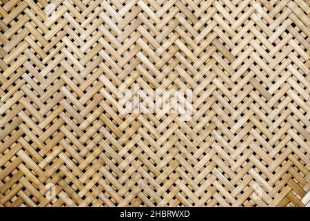 Background picture of natural bamboo mat pattern. Made in Asian, Myanmar. Stock Photo