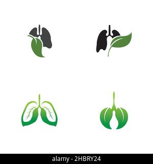 set of Green Lung care logo designs vector Stock Vector
