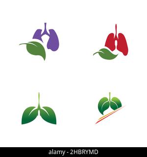 set of Green Lung care logo designs vector Stock Vector