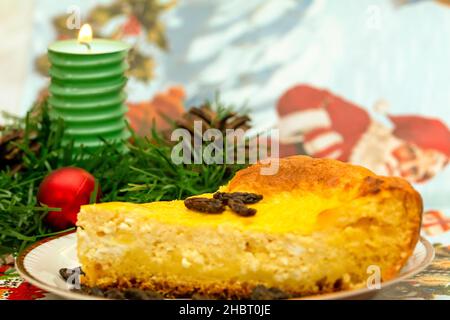 Romanian pasca or cheese pie traditionally made for Christmas and Easter holliday Stock Photo