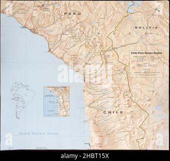 Chile-Peru border region map ca.  1974 Stock Photo