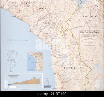 1970s Chile-Peru border region map ca.  1975 Stock Photo