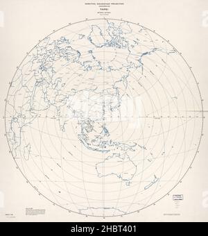 Azimuthal equidistant projection map centered on Taipei Taiwan ca.  1968 Stock Photo