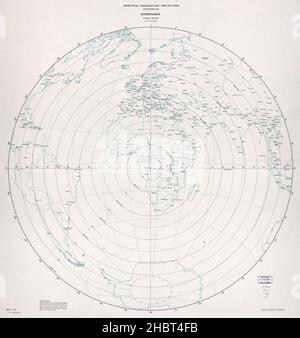 Azimuthal equidistant projection map centered on Kinshasa  ca.  1969 Stock Photo