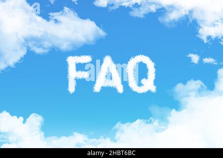 FAQ cloud word among white cloudscape in blue sky Stock Photo