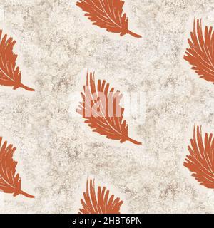 Desert plant on sand texture seamless raster pattern. Organic succulent foliage for tileable bohemian illustration backdrop.  Stock Photo