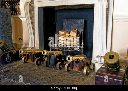 Weapons displayed inside Culzean Castle located near Maybole in Ayrshire Scotland, United Kingdom - 22nd of July 2021 Stock Photo