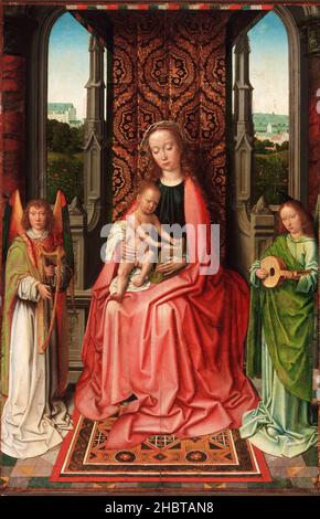 Enthroned Virgin and Child, with Angels - 1490 95c. - oil on wood 99,2 x 65,2 cm - David Gerard Stock Photo