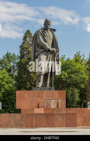 DUSHANBE, TAJIKISTAN - MAY 16, 2018: Sadriddin Ayni monument in Dushanbe, capital of Tajikistan