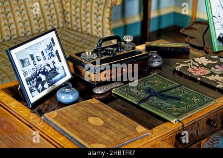 Antique vintage desk in the Culzean Castle - Maybole in Ayrshire Scotland, United Kingdom. 22nd of July 2021 Stock Photo