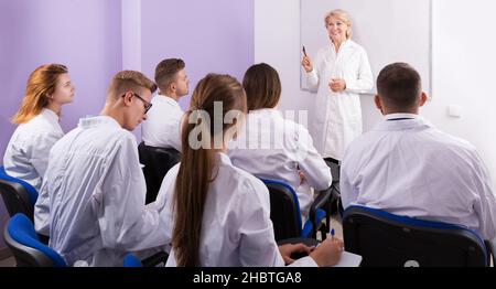 teacher lecturing to medical students Stock Photo