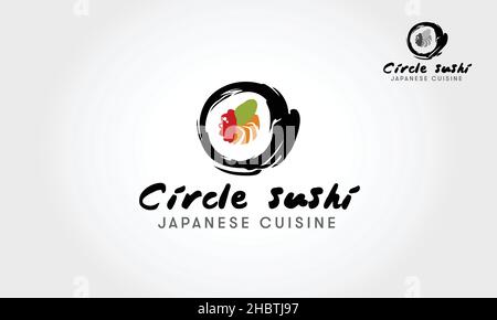 Circle Sushi Japanese Cuisine Modern Logo. Creative Logo Template. Japanese Cuisine vector logo illustration. Stock Vector