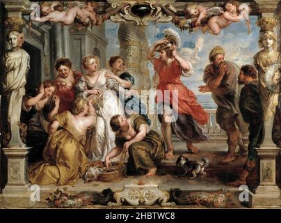 Achilles discovered among the Daughters of Lycomedes - 1630 35 - oil on wood 107,5 x 145,5 cm - Rubens Pieter Paul Stock Photo