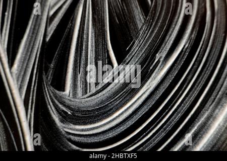 Brush strokes grunge abstract curves texture background. Geometrical curved lines and shapes in black and white colors Stock Photo