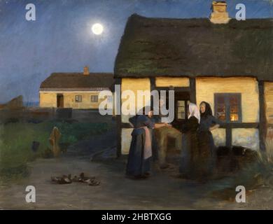 In front of Christoffer's house. A midsummer evening, Skagen - 1885 - oil on canvas no info - Krøyer Severin Peder Stock Photo