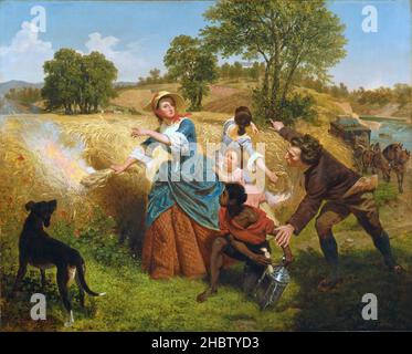 Emanuel Gottlieb Leutze - Mrs. Schuyler Burning Her Wheat Fields on the Approach of the BritishFXD Stock Photo