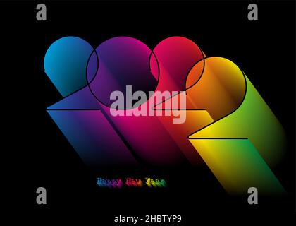 2022 New Year logo design. Holiday greeting card. Vector illustration. Gradient colors design for greeting card, invitation, calendar, party, colorful Stock Vector