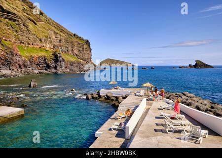 Natural pool at Carapacho, Graciosa island. Azores, Portugal Stock Photo