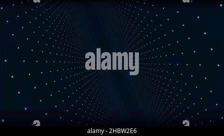 Abstract space background, geometry surfaces, lines and points. Abstract tunnel grid. Abstract Particles Background. Camera flying through the abstrac Stock Photo