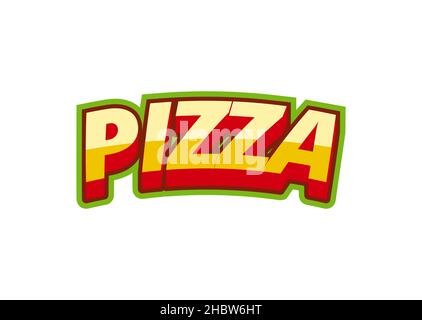 Multicolored lettering pizza in pop-art style for printing and decoration of the monster menu. Vector illustration. Stock Vector