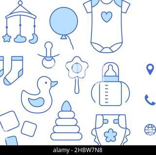 Baby store discount card outline design template. Stock Vector