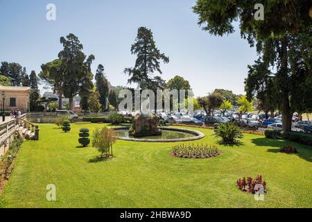 Kerkyra, Corfu, Greece - July 31, 2021: General Sir Frederick Adam statue in front of the Museum of Asian Art. As governor of the Ionian he built an a Stock Photo