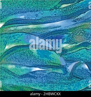Abstract marine grunge background, turquoise and blue waves. Vector illustration Stock Vector