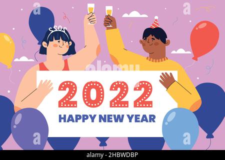 hand drawn flat new year background abstract design vector illustration Stock Vector